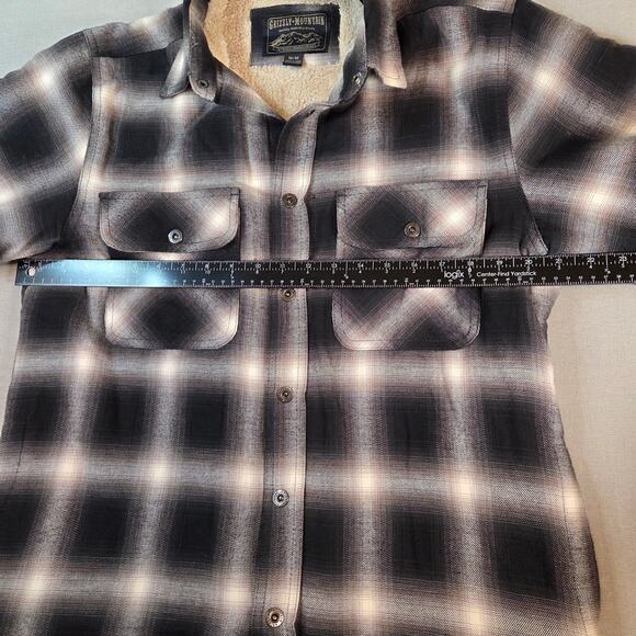 Sherpa Flannel Shacket Grizzly Mountain Men’s M Plaid Shirt Jacket Lined Fleece - Picture 9 of 11